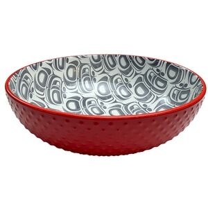 Native Northwest Porcelain Art Bowl Transforming Eagle Ryan Cranmer Red 9.5" NWT